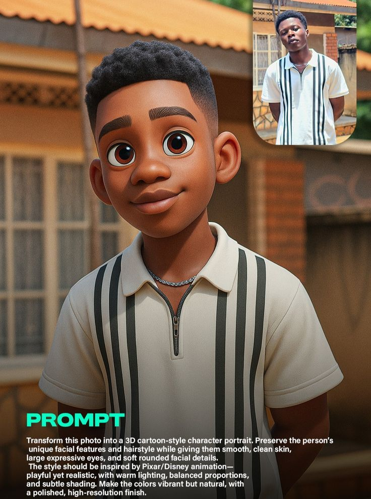 Pixar-style 3D portrait prompt