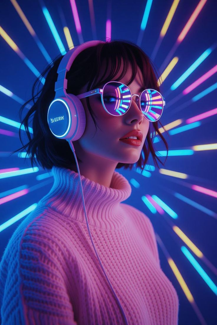 Neon retrowave portrait