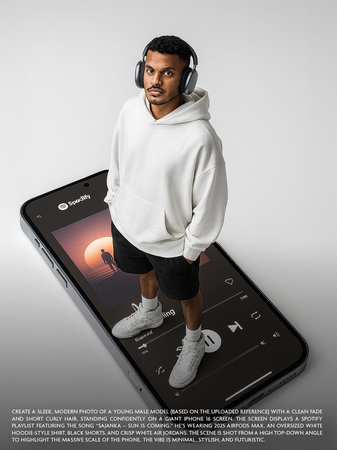 Model on iPhone screen prompt